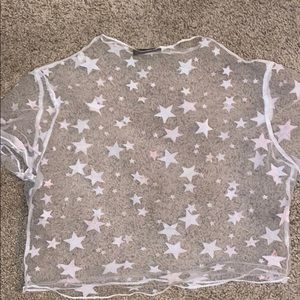 Sheer White Top w/ Stars